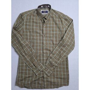 Zara Man Denim Couture Shirt Men Small Brown Check Long Sleeve Button-Up Outdoor